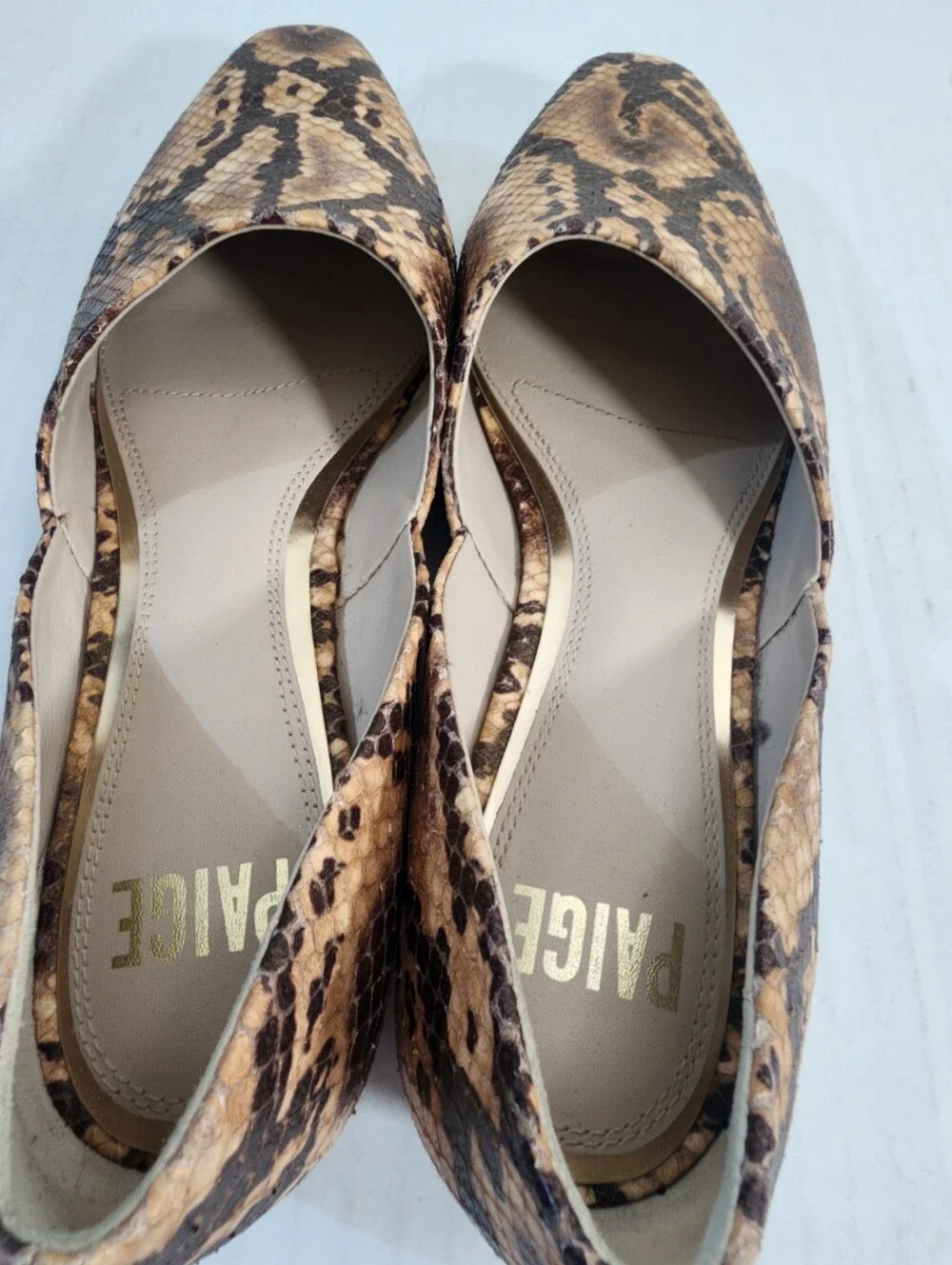 Paige Snake Print D'Orsay Flats Leather Pointed Toe Slip On Women's Size 6